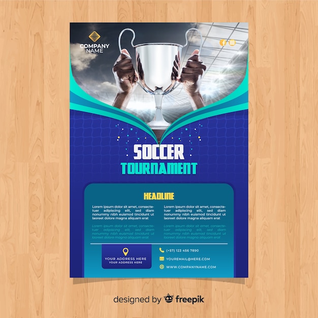 Sport flyer template with photo