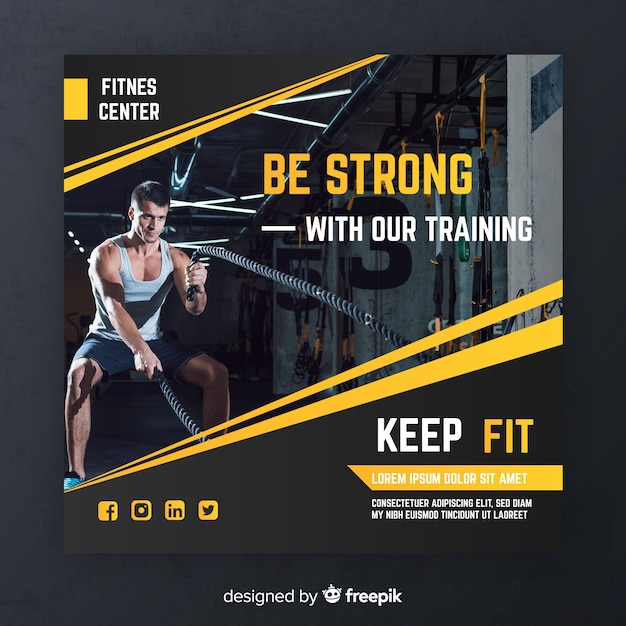 Sport flyer template with photo