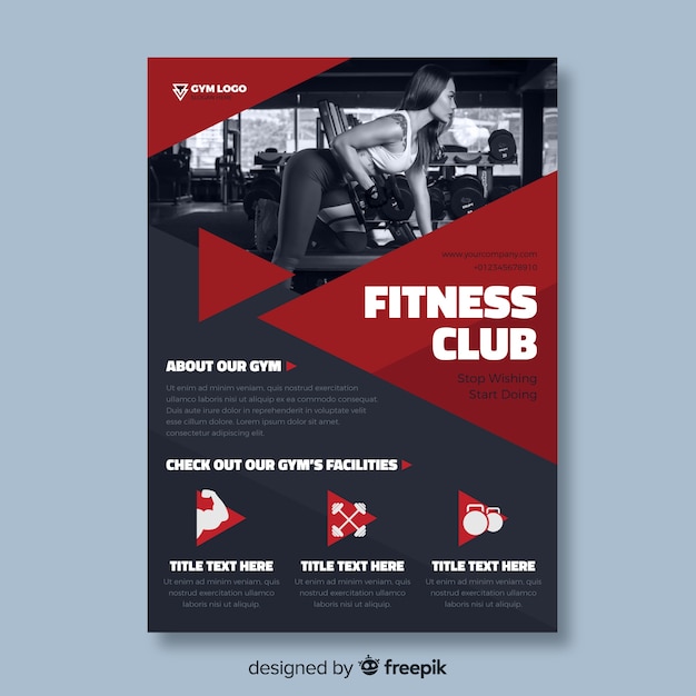 Sport flyer template with photo 