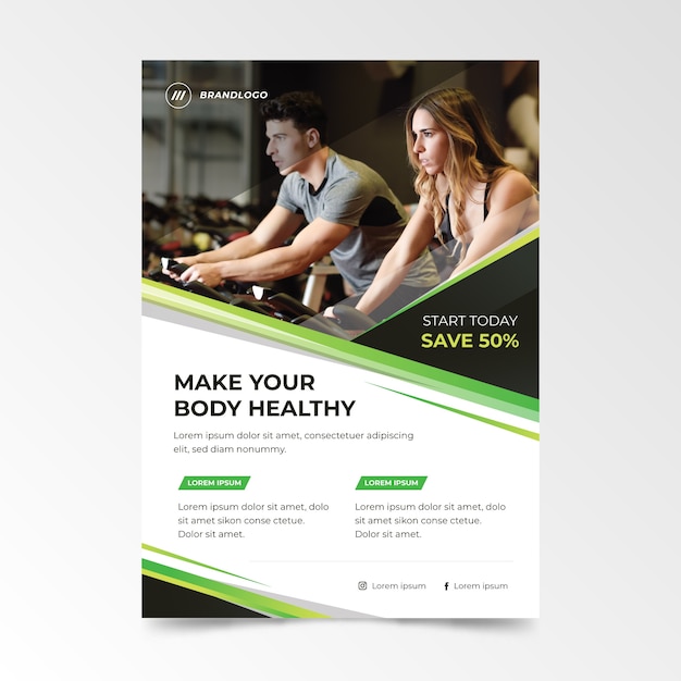 Sport flyer template with photo