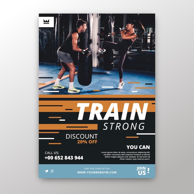 Sport flyer template with photo