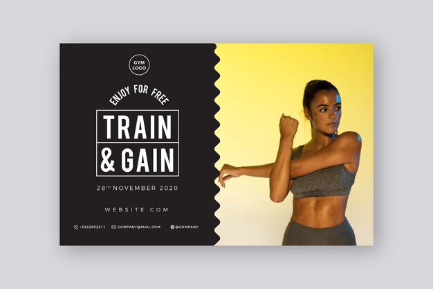 Free vector sport flyer template with photo