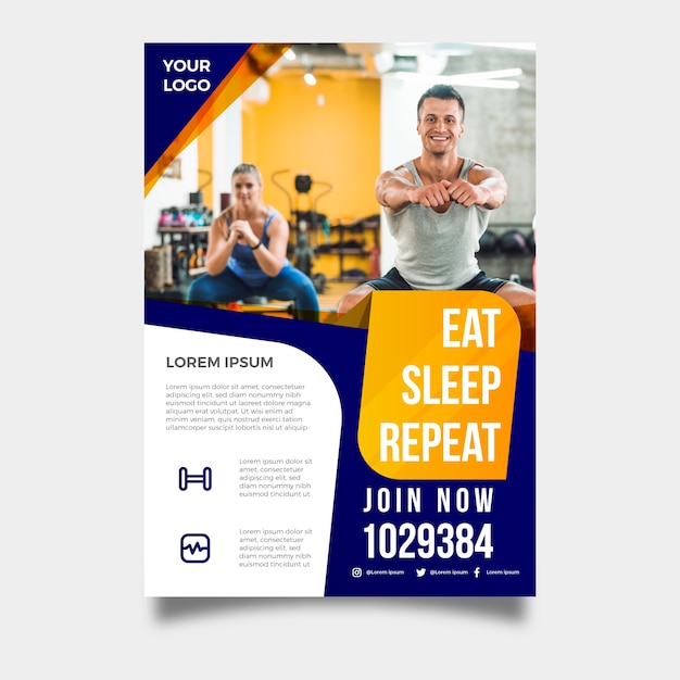 Sport flyer template with photo