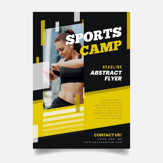 Free vector sport flyer template with photo