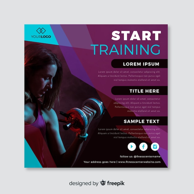 Free vector sport flyer with image template