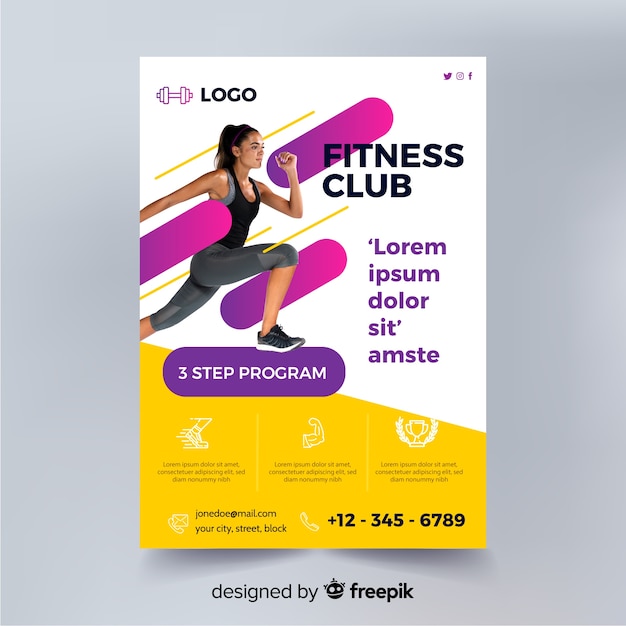 Free vector sport flyer with image template