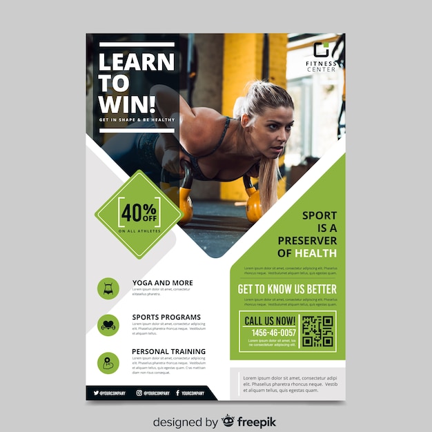 Free vector sport flyer with image template