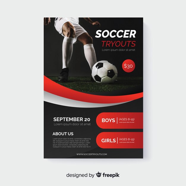 Sport flyer with photo template