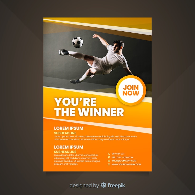Free Vector sport flyer with photo template