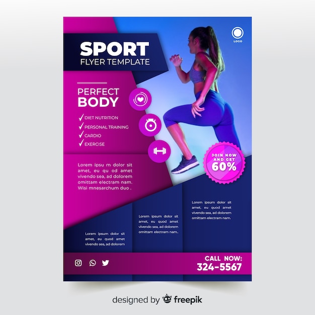 Sport flyer with photo template