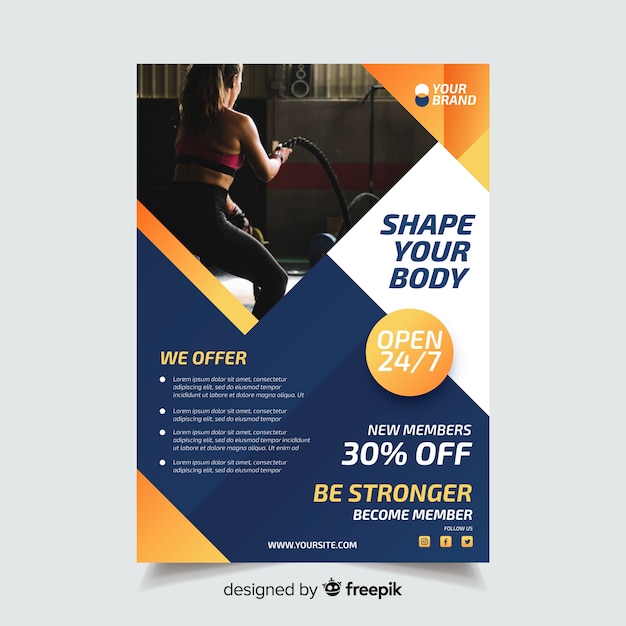 Sport flyer with photo template