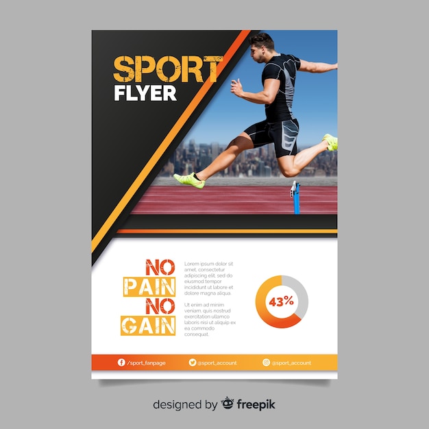 Free vector sport flyer with photo template