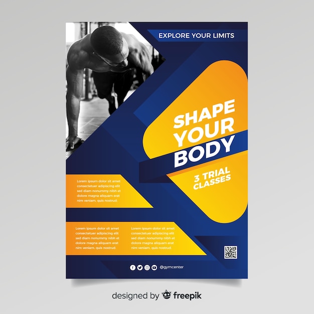 Free vector sport flyer with photo template