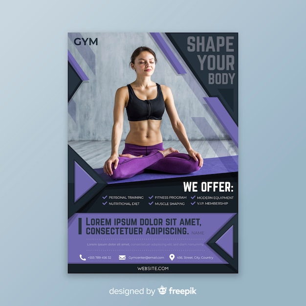 Free vector sport flyer with photo template