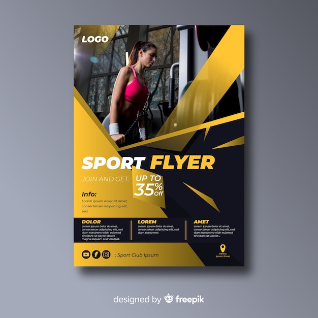 Free vector sport flyer with photo template