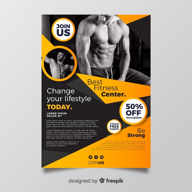 Sport flyer with photo template