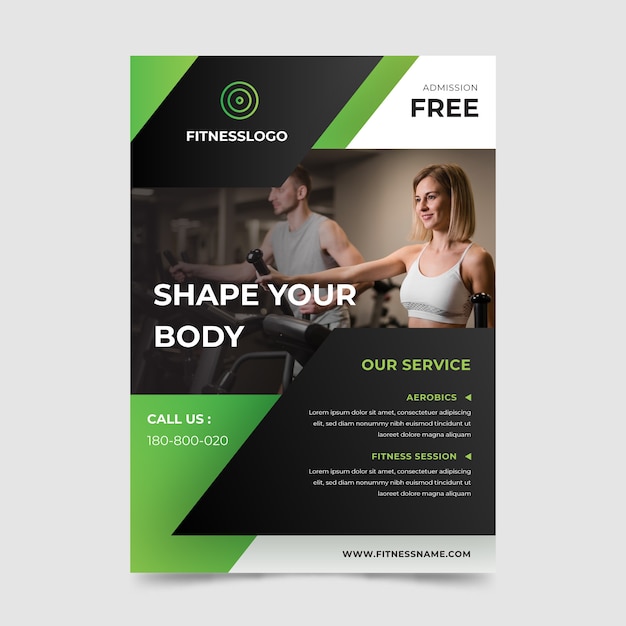 Free vector sport flyer with photo