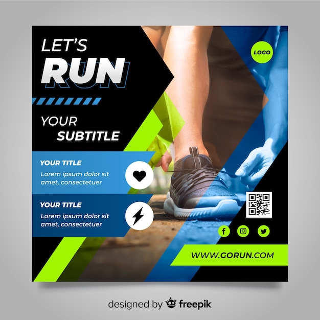 Free vector sport flyer with photo