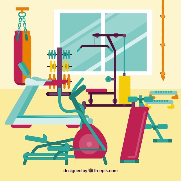 Sport gym background with exercise machines