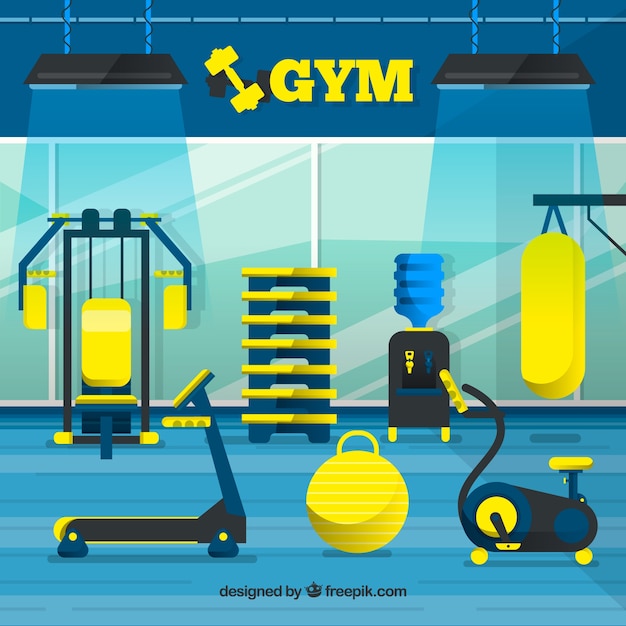 Sport gym background with exercise machines