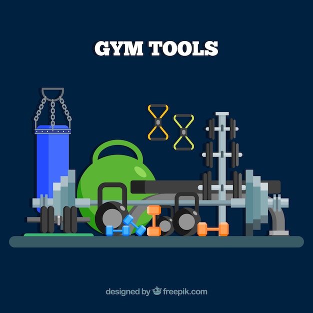 Sport gym background with exercise machines