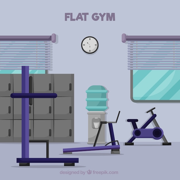 Free vector sport gym background with exercises machines