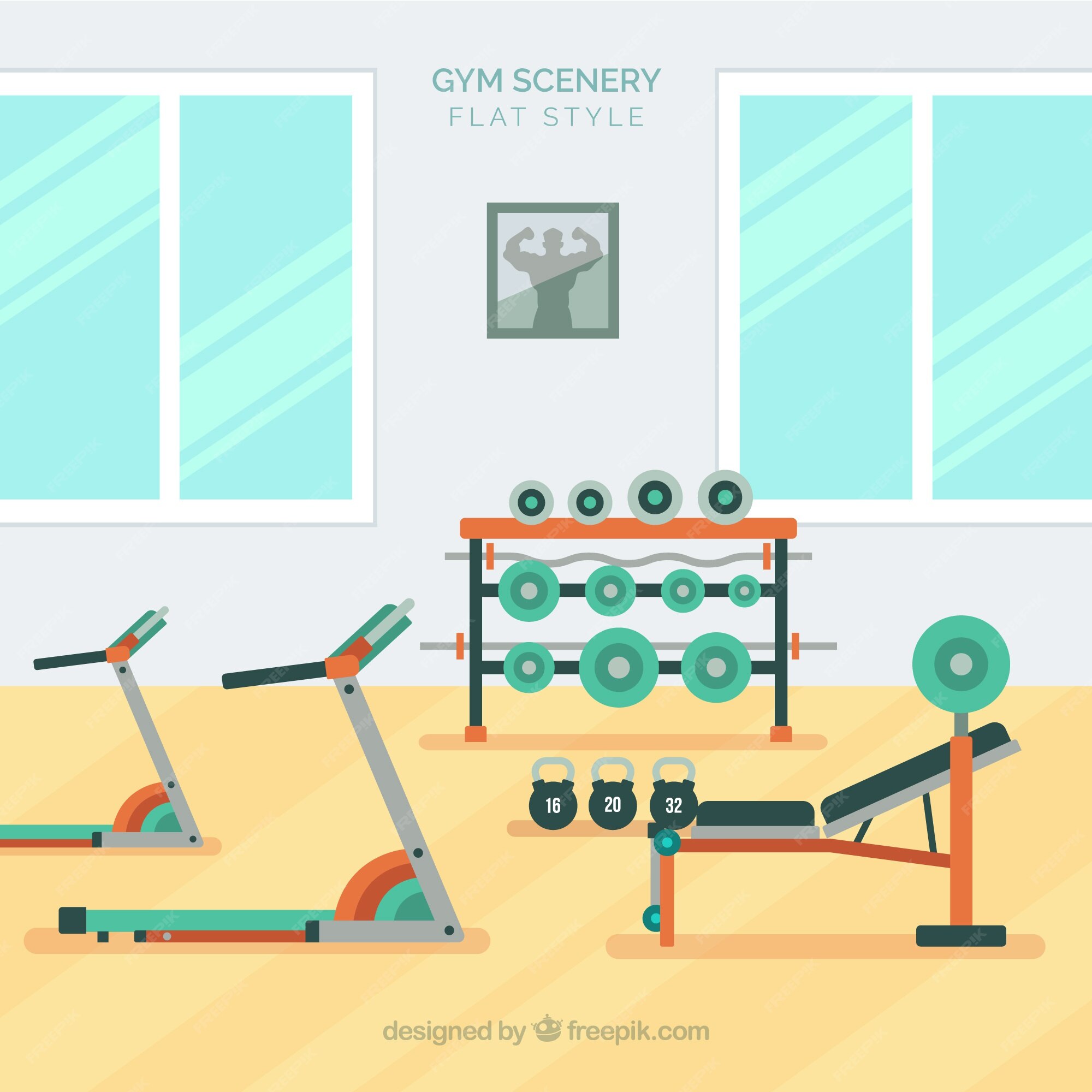 Free Vector | Sport gym background with exercises machines