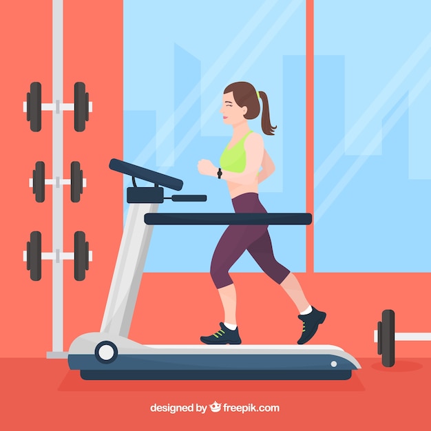 Sport gym background with people training