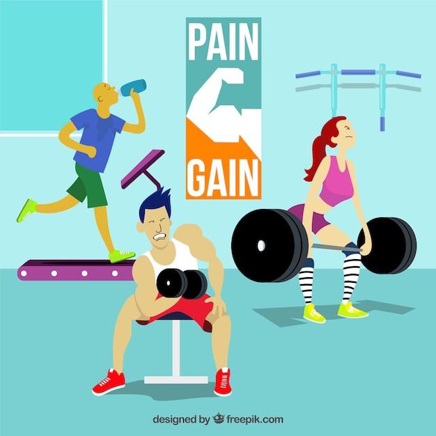 Free vector sport gym background with people training