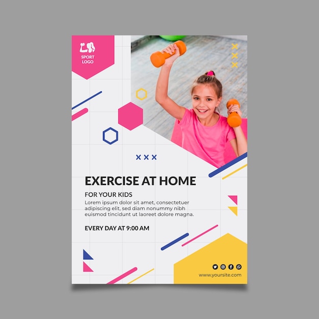 Free vector sport at home flyer template