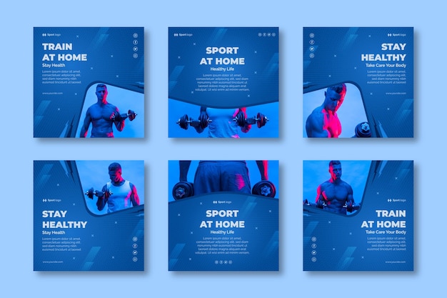 Free vector sport at home instagram posts