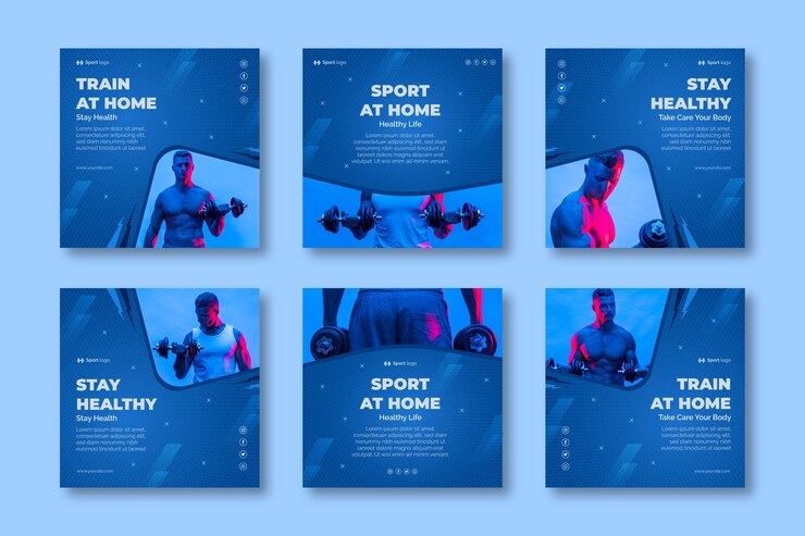 Free Vector sport at home instagram posts