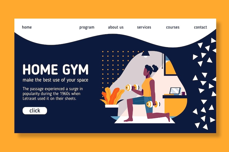 Free Vector sport at home landing page design