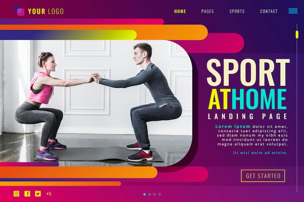 Free vector sport at home landing page