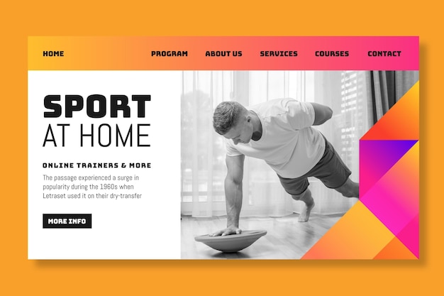 Free vector sport at home landing page