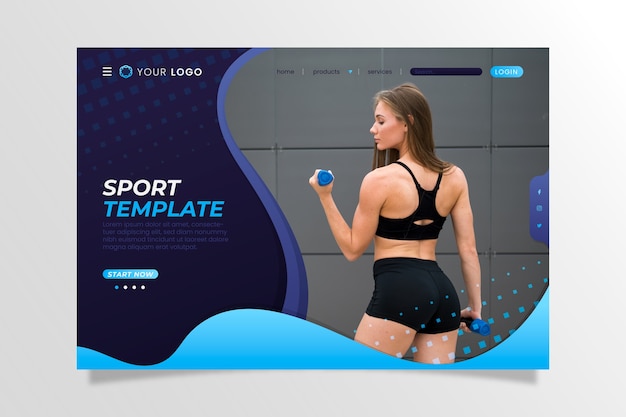 Sport home page template with photo