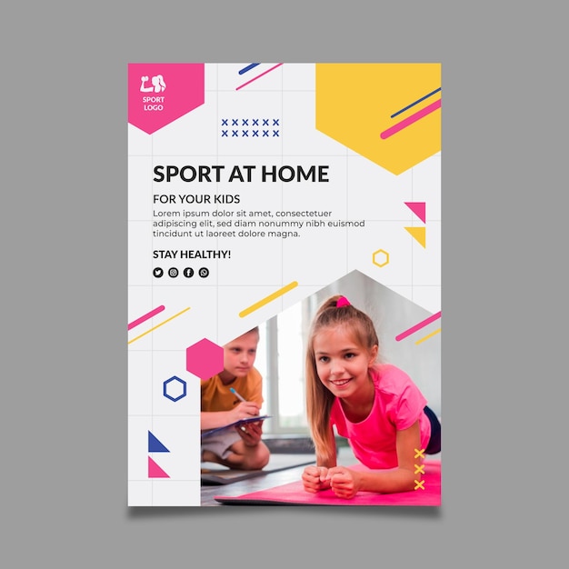 Free vector sport at home poster template