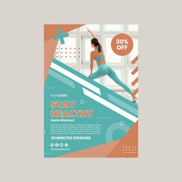 Free vector sport at home poster