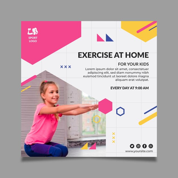 Sport at home square flyer