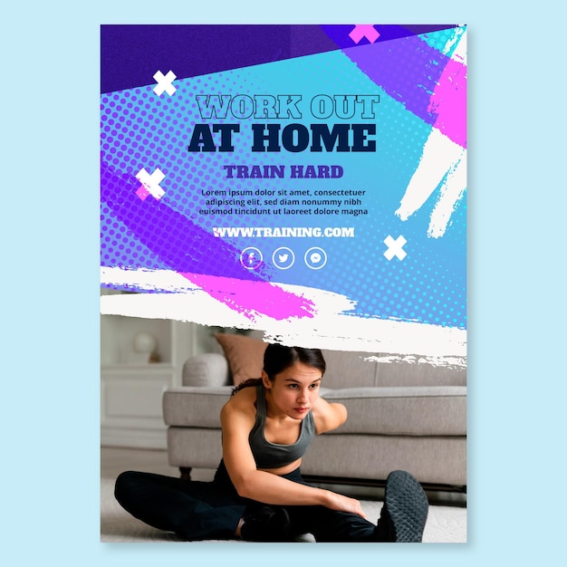 Sport at home vertical flyer template