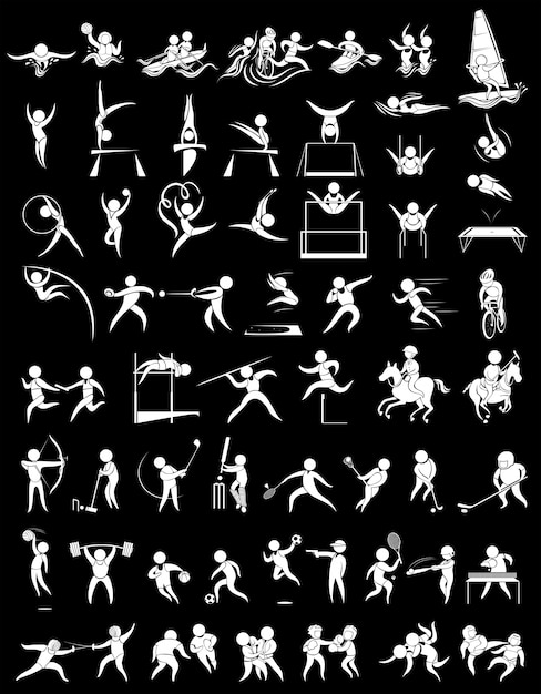 Бесплатное векторное изображение Спортивные иконки для многих спортивных иллюстраций