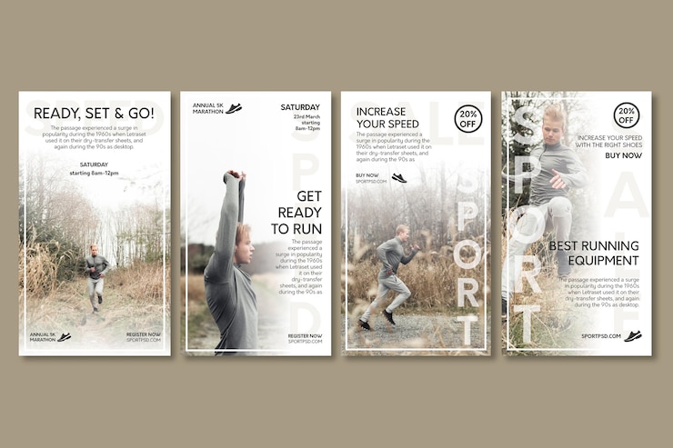 Free Vector sport instagram stories collection