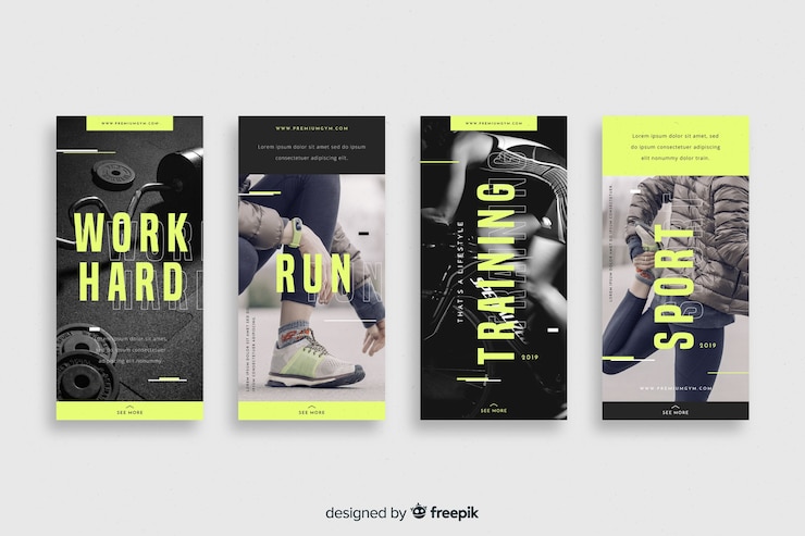 Free Vector sport instagram stories collection