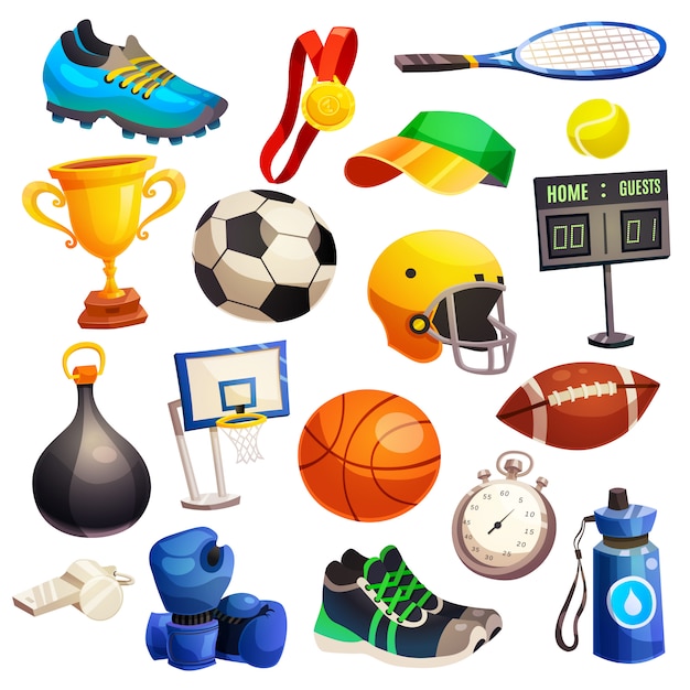 Free vector sport inventory decorative icons set