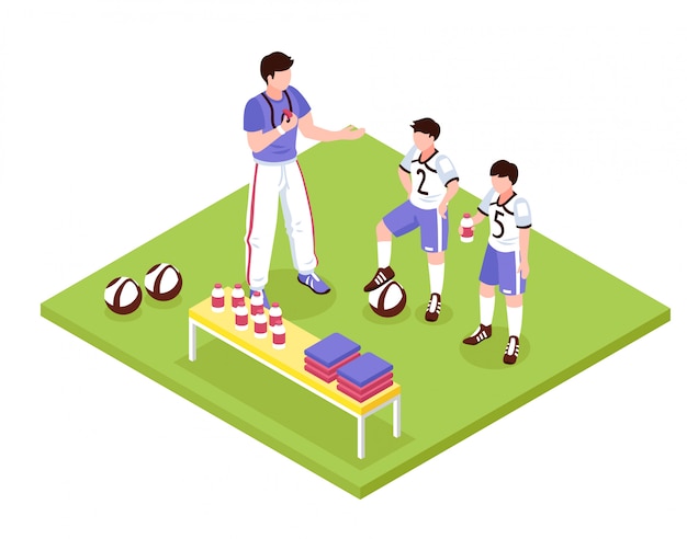 Sport kids isometric composition