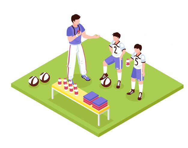 Sport Kids Isometric Composition