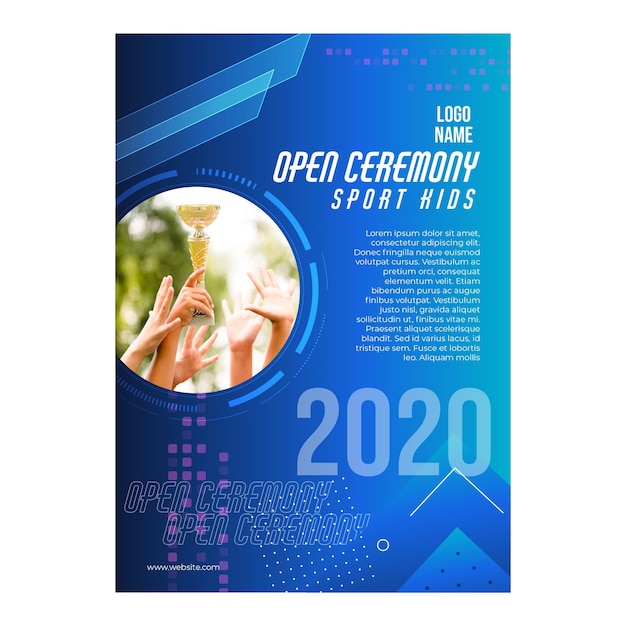 Free vector sport kids open ceremony poster template