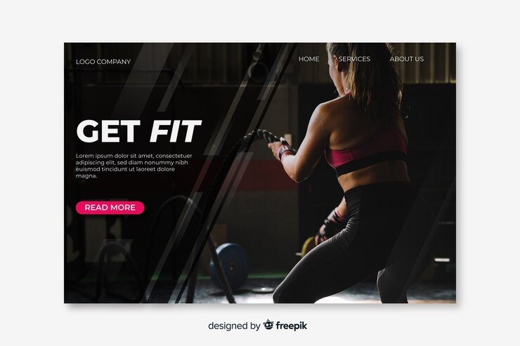 無料Vector テンプレートのスポーツランディングページのコンセプト