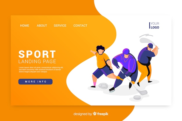 Sport landing page flat design