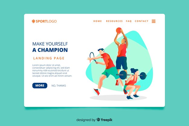 Free Vector sport landing page flat design